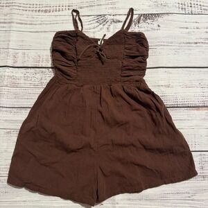 Aerie Romper Spaghetti Straps Shorts Brown Women's Size Small